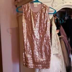 Girls Solid Gold Sequin Dress